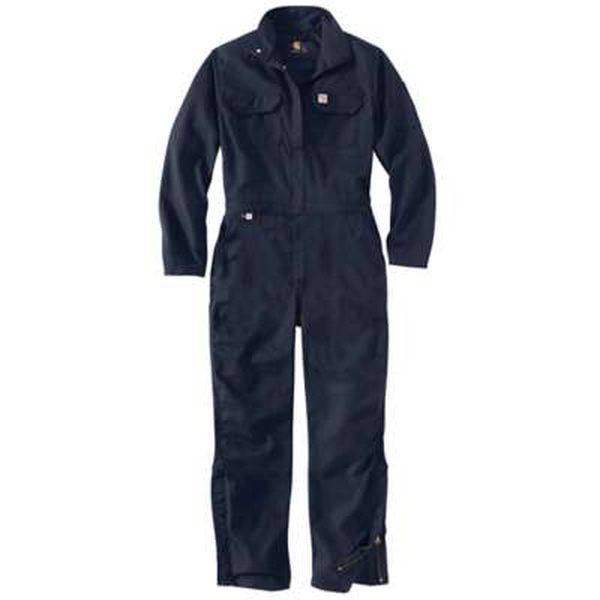  Carhartt Women's Flame Resistant Rugged Flex Loose Fit Duck Bib  Overall, Dark Navy, Small: Clothing, Shoes & Jewelry